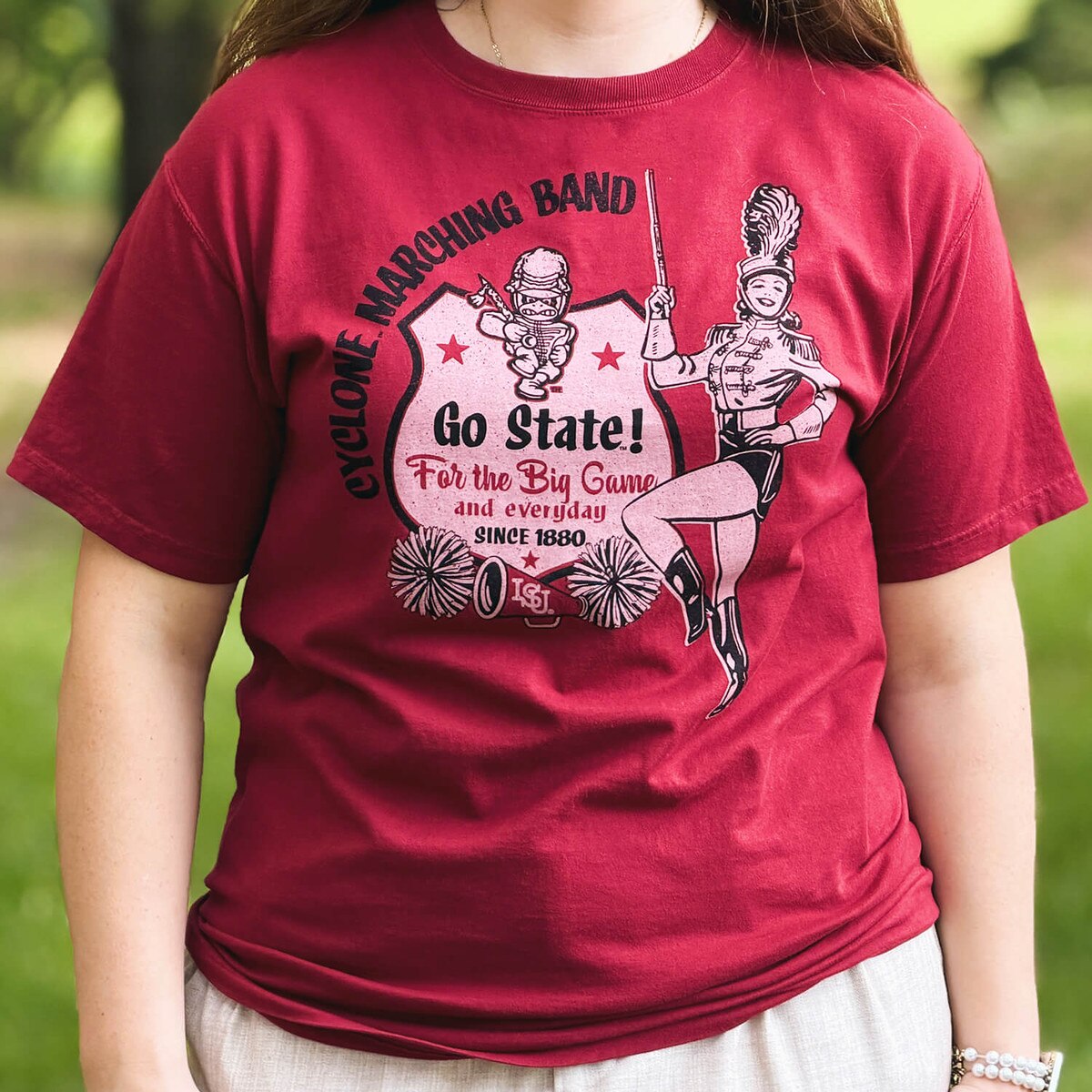 Comfort Wash Marching Band Cy Cardinal Short Sleeve T-Shirt design close up